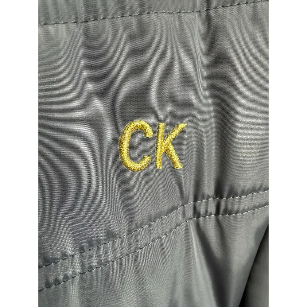 Calvin Klein Girls Gray Puffer Coat Size 8/10 Faux Fur Hood Fleece Lined